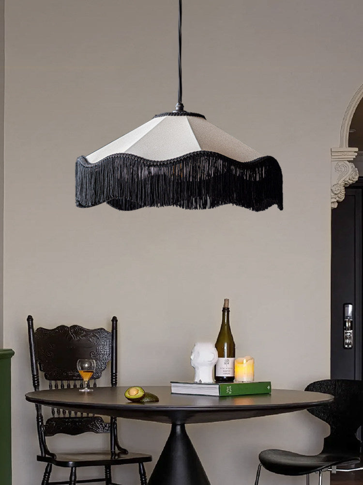 Mantilla Tasseled Fabric Pendant Lamp — product view 7