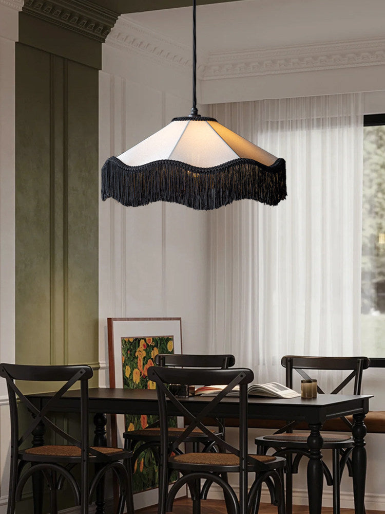 Mantilla Tasseled Fabric Pendant Lamp — product view 2