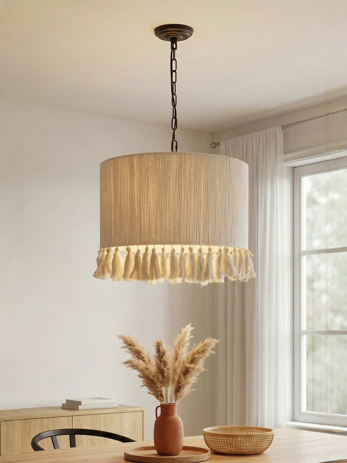 Marlow Tasseled Cotton Pendant Light — product view 6