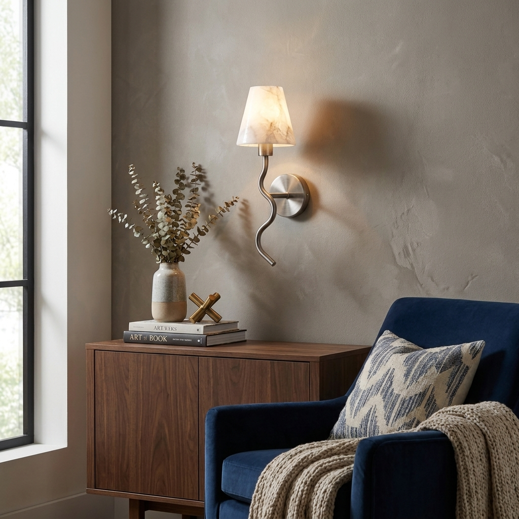 Meander Alabaster Cone Sconce — product view 3