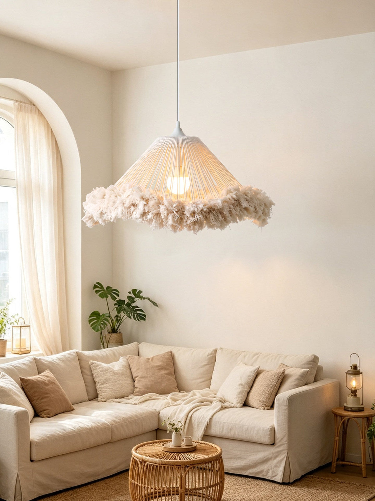 Meringue Fringed Cotton Cone Pendant Lamp — product view 3