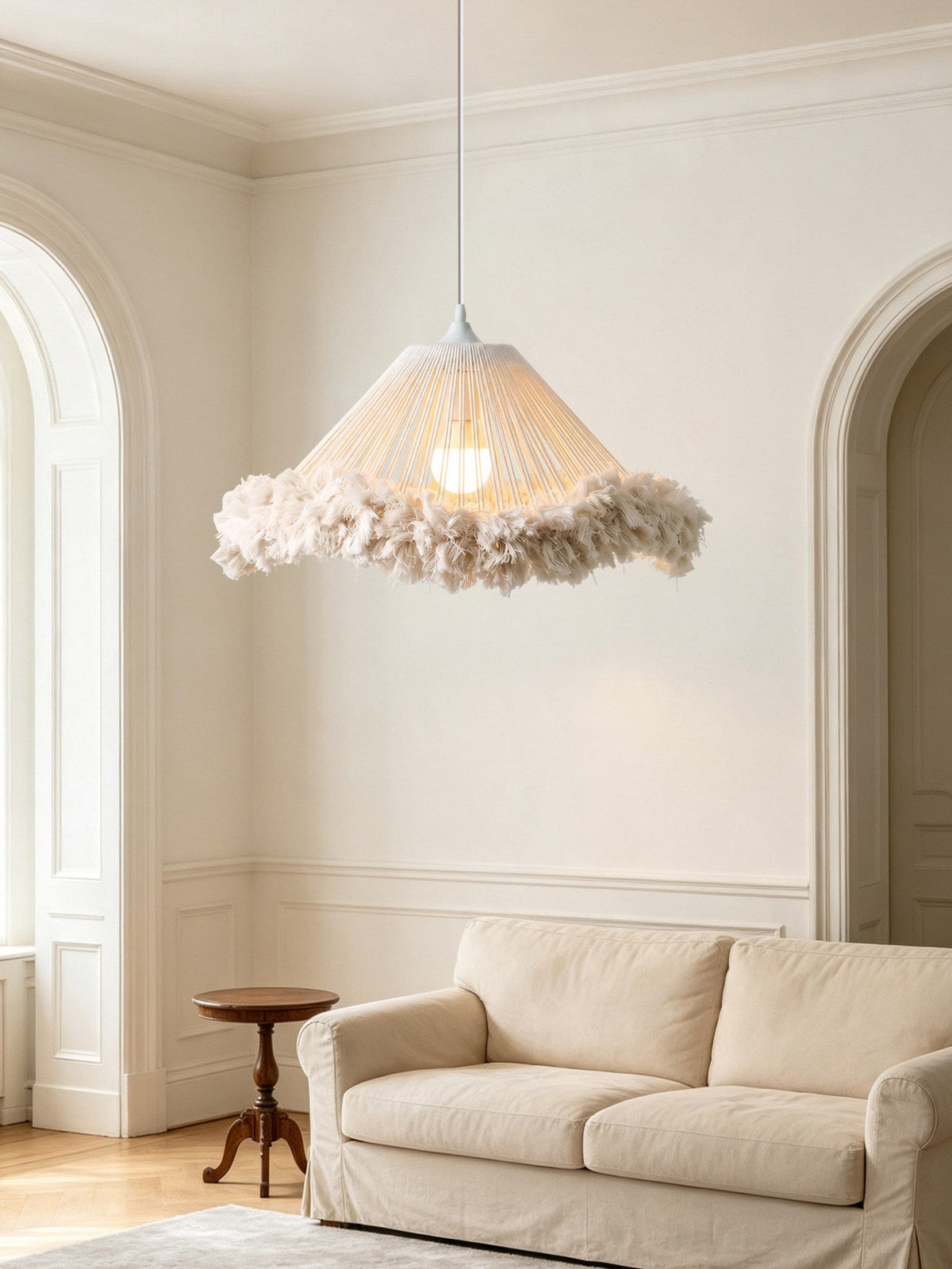 Meringue Fringed Cotton Cone Pendant Lamp — product view 5