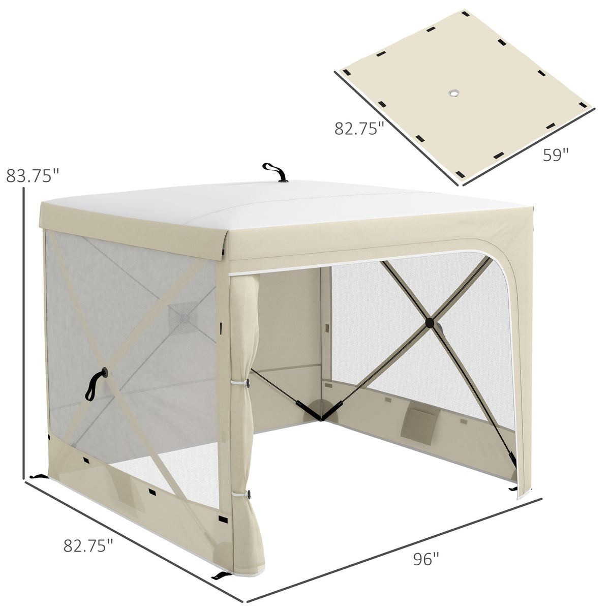 7' x 8' Pop Up Canopy Tent with Curtains and Netting, White — product view 5