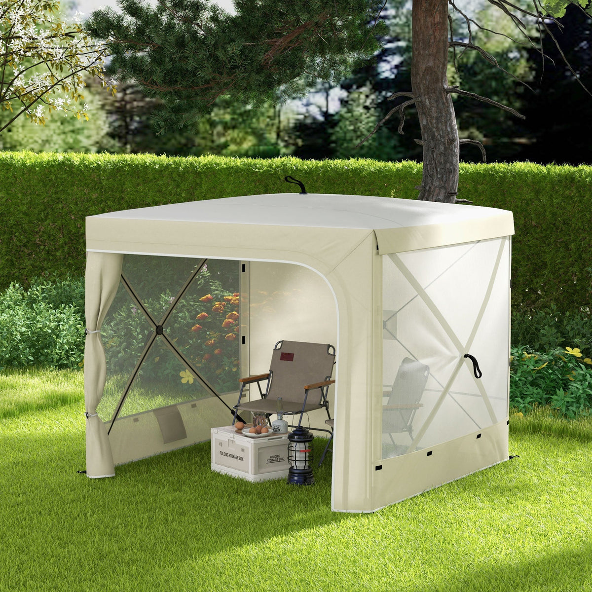 7' x 8' Pop Up Canopy Tent with Curtains and Netting, White — product view 4
