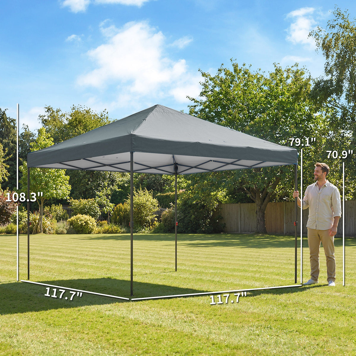 10' x 10' Pop Up Canopy Tent with Wheeled Carry Bag, Dark Gray — product view 5