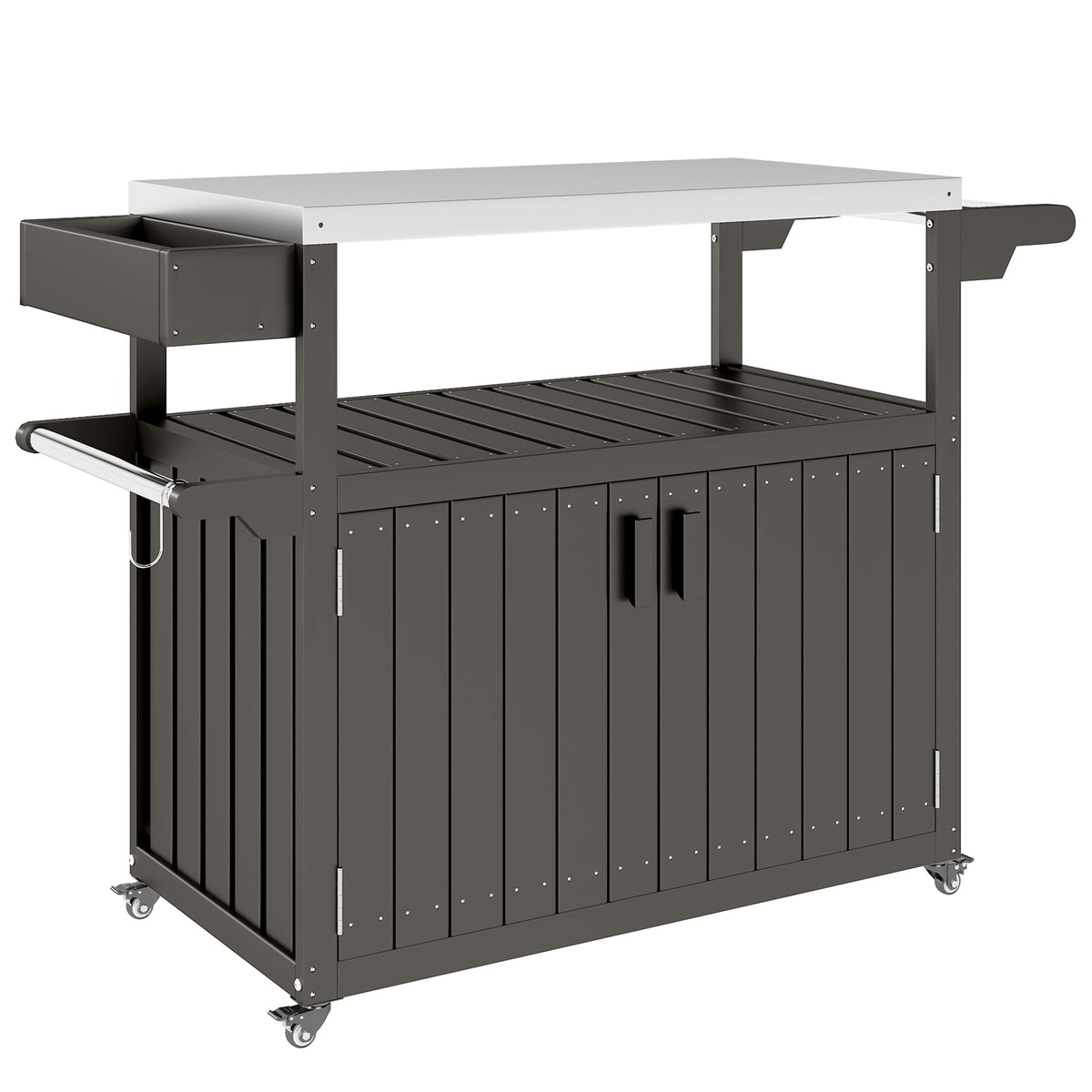 Outdoor Bar Cart with Storage Cabinet, Dark Gray — product view 2