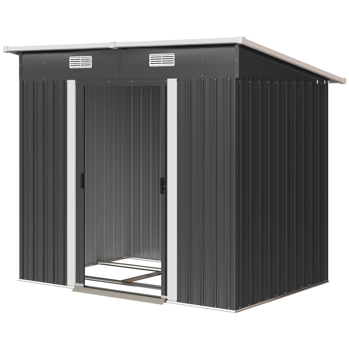 7' x 4' Outdoor Storage Shed with Lockable Double Doors, Black — product view 2