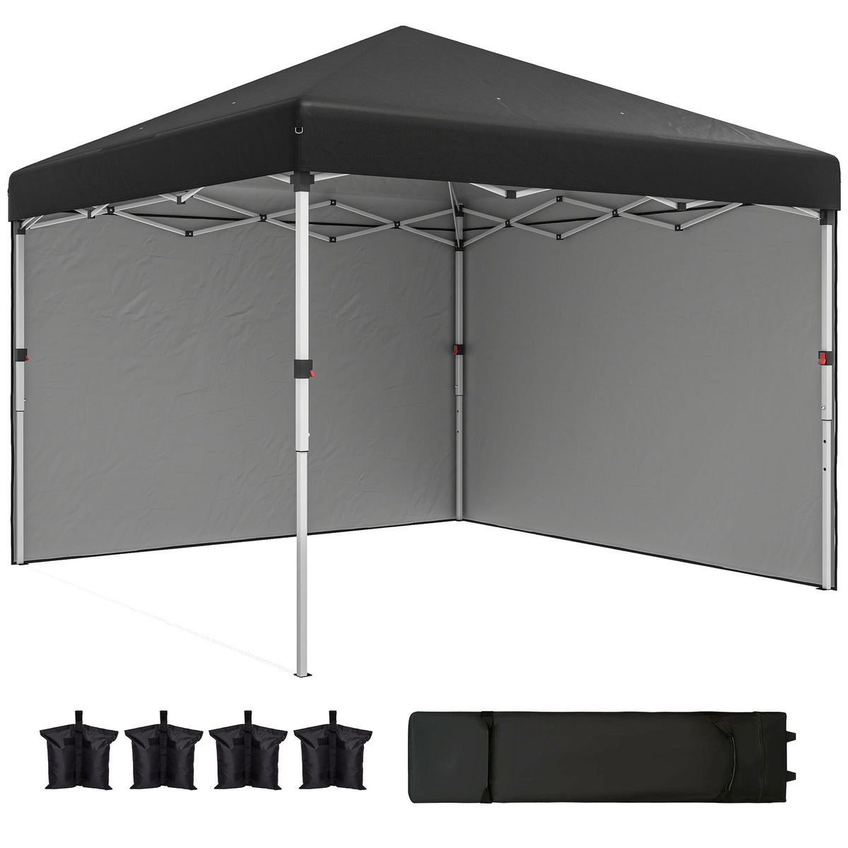 10' x 10' Pop Up Canopy Tent with Sidewalls and Roller Bag, Black — product view 1