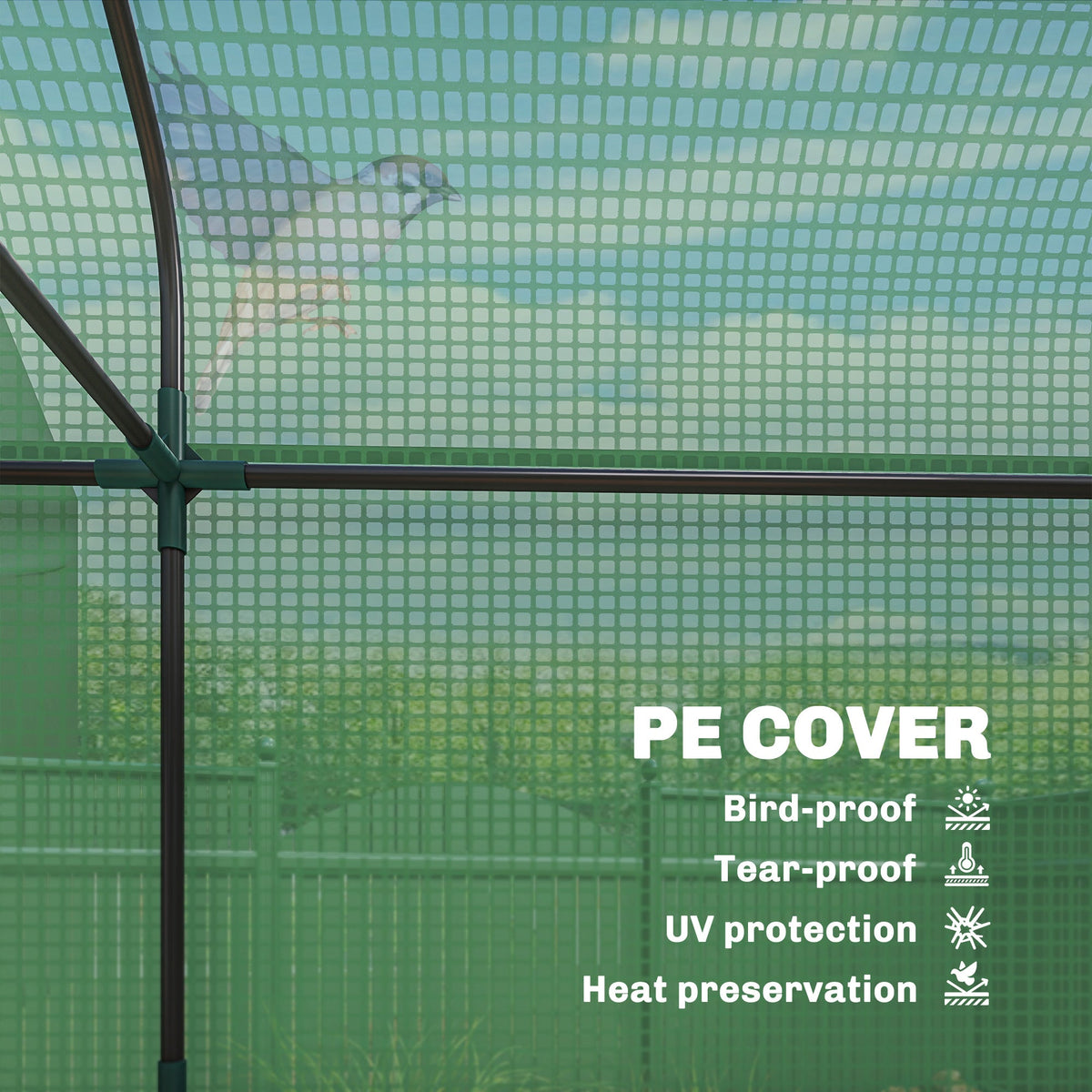3-Tier Mini Greenhouse, 56.3" x 18.1" x 65", Green — product view 7