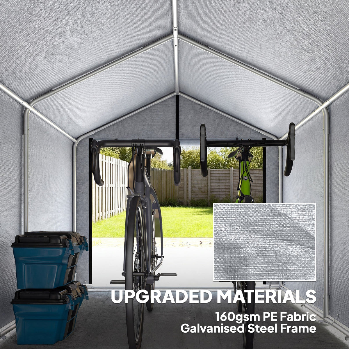 7' x 5' Portable Shed with Roll-up Zipper Door, Light Grey — product view 6