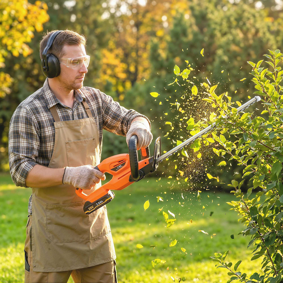 20" Cordless Hedge Trimmer with Battery and Charger, Orange — product view 3