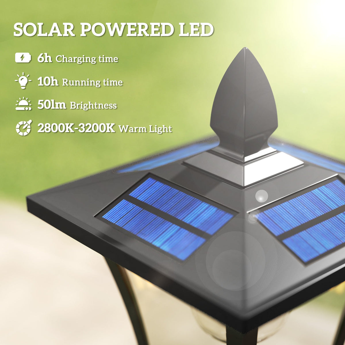 63" Solar Lamp Post Lights 2 Pack with Planter, Waterproof LED, Black — product view 6