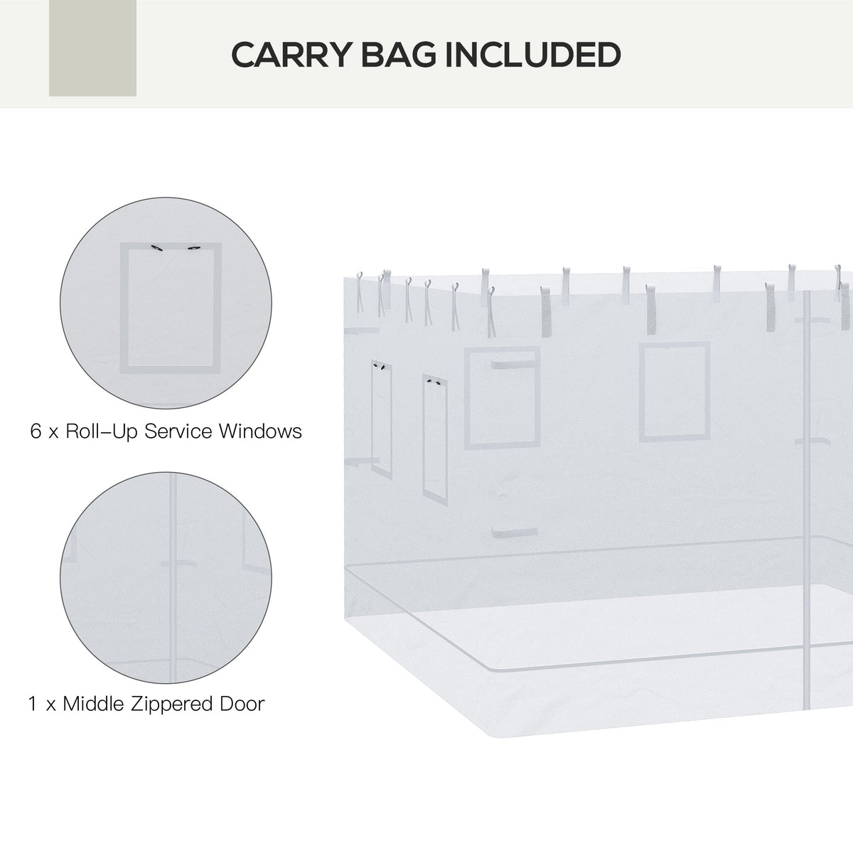 Pop Up Canopy Mesh Sidewalls Set of 4 for 10' x 10' Tent, White — product view 7