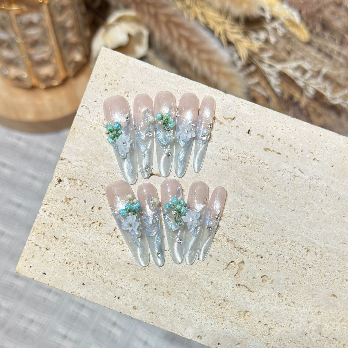 Elegantly Designed Floral Press-On Nail Set — product view 5