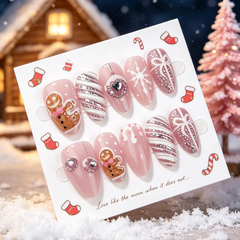 Festive Gingerbread Themed Press-On Nails — product view 2