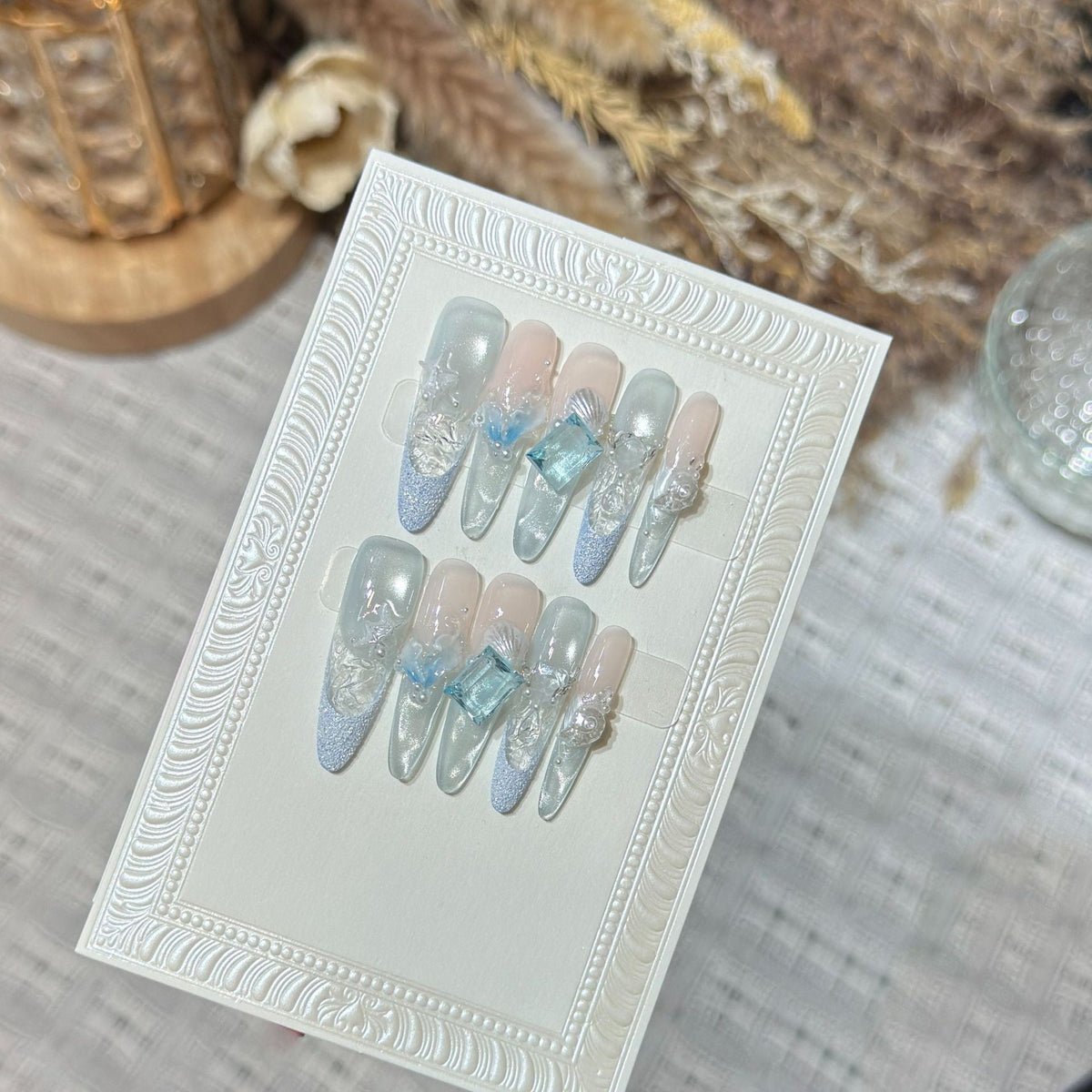 Elegant Press-On Nail Set with Decorative Embellishments — product view 2