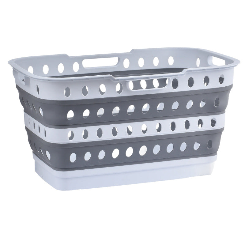 Collapsible laundry basket with wheels, ventilated sides and carrying handles — product view 4