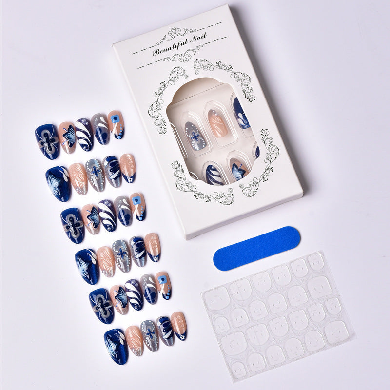 Artistic Press-On Nail Set with Floral Designs — product view 4