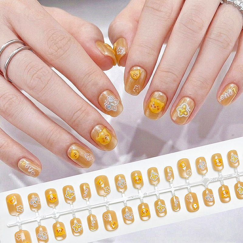 Creative Floral Print Press-On Nails — product view 1