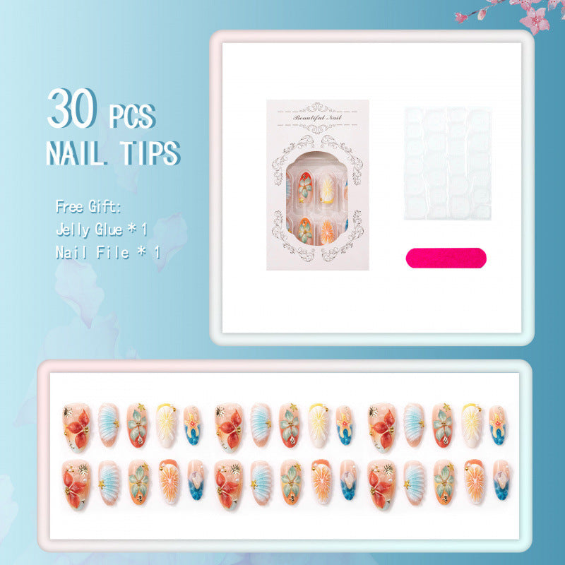 Decorative 3D Floral Press-On Nail Art — product view 4