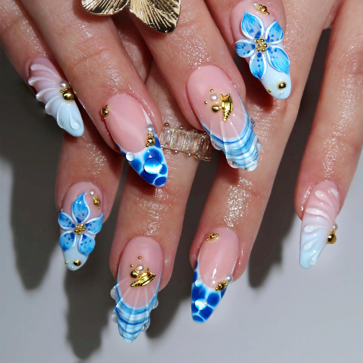 Artistic Ocean-Inspired Press-On Nail Set — product view 1