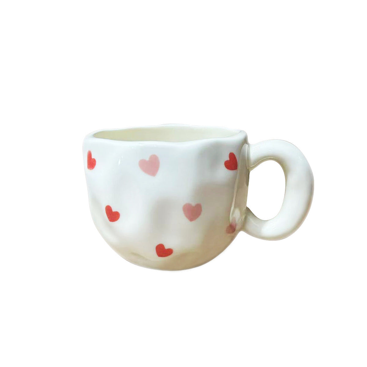 Ceramic mug with hand-painted tulip pattern and organic shape — product view 6