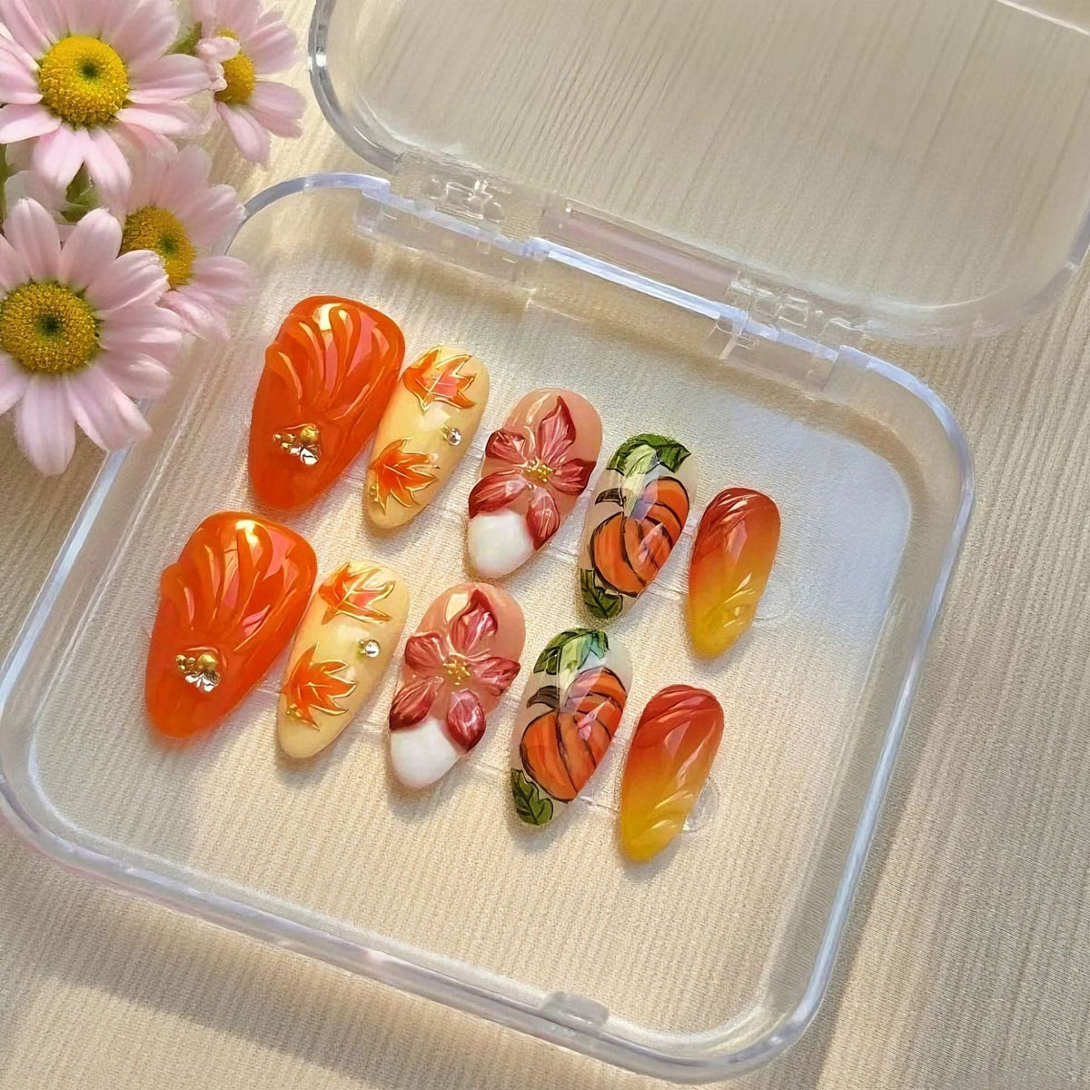 Fall-Themed Artistic Press-On Nails — product view 1