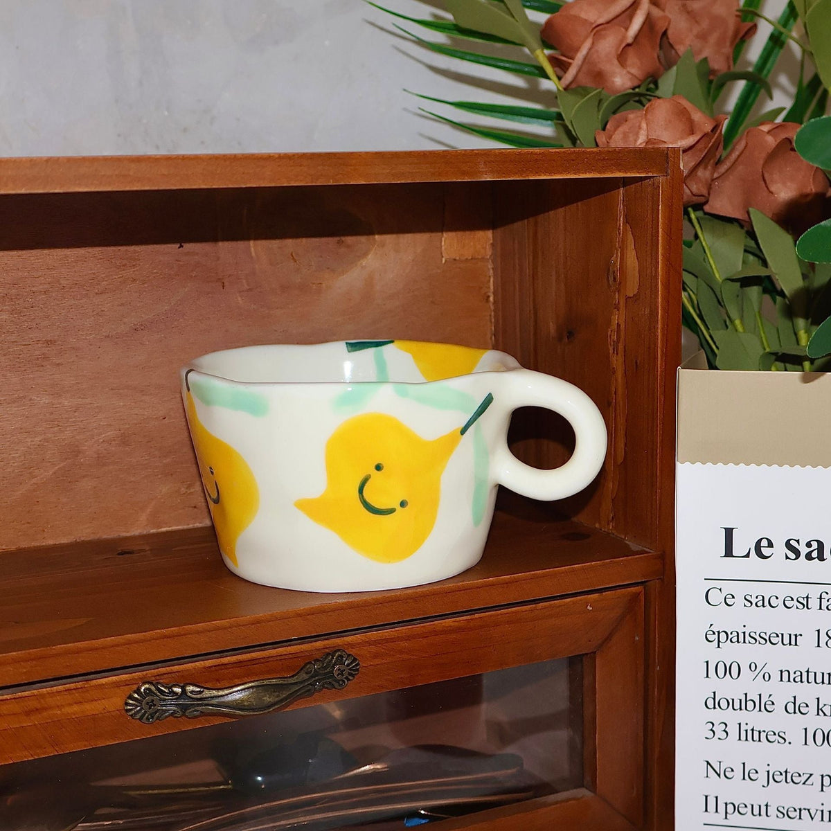 Ceramic mug with hand-painted penguin pattern — product view 7