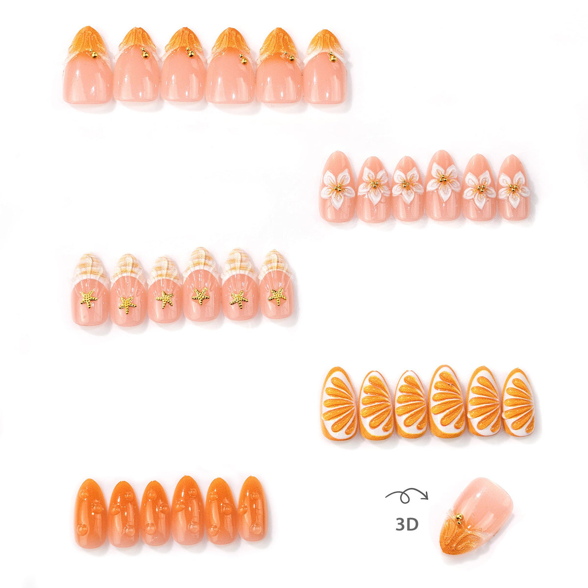 Artistic Shell-Inspired Press-On Nail Set — product view 3