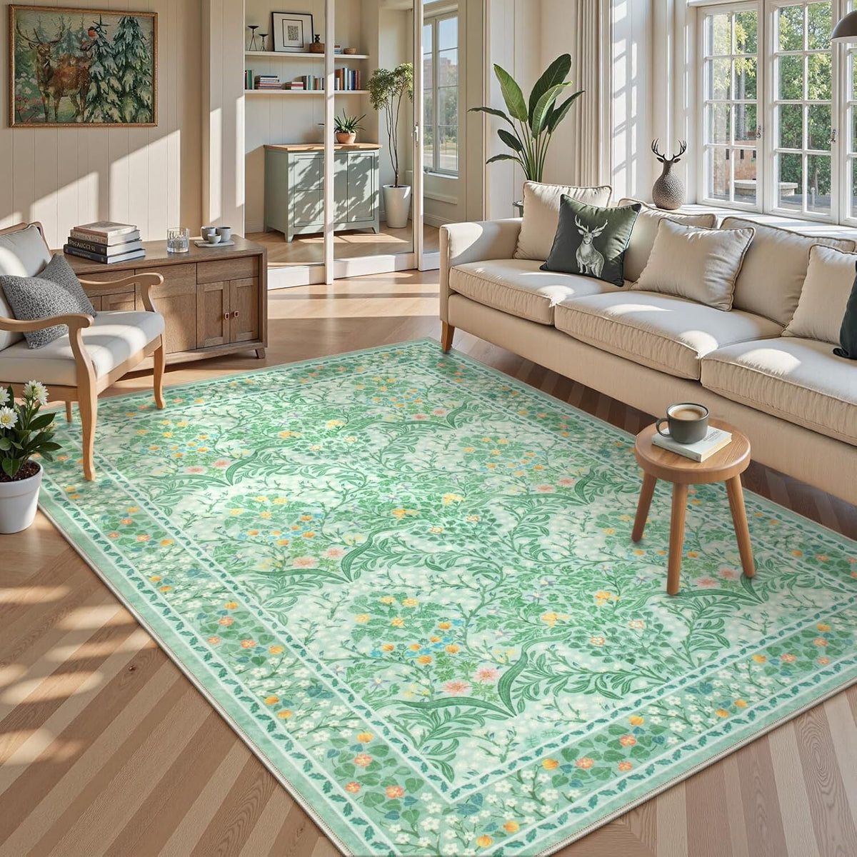Floral Pattern Area Rug Bowlift — product view 1