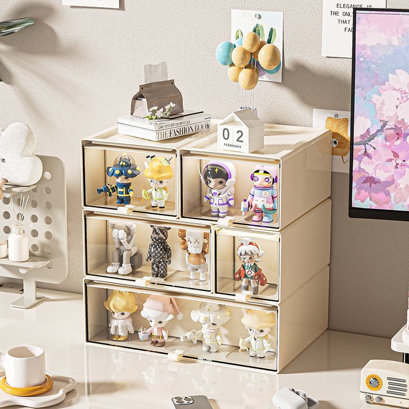 Compact stackable drawer storage box with transparent window — product view 3