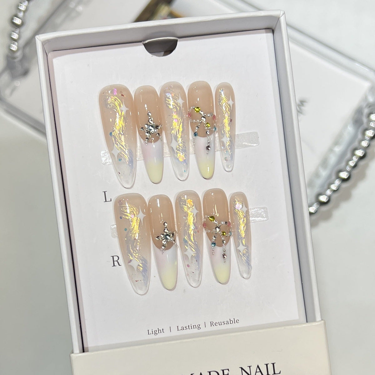 Elegant Glittery Long Stiletto Press-On Nails — product view 1