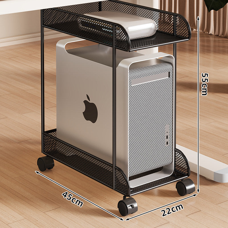 Desktop CPU Tower Rolling Stand with Mesh Side Guards and Locking Casters — product view 6