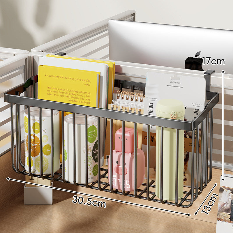 Clamp-On Desk Partition Hanging Multi-Compartment Metal Storage Caddy — product view 2