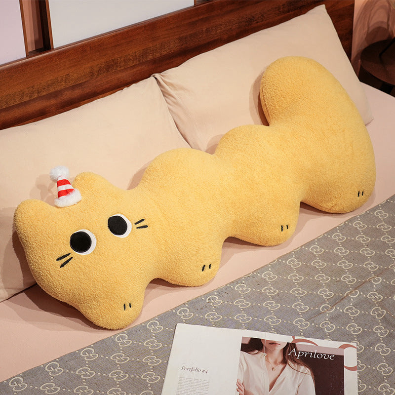 Extra-long plush neck support pillow in wavy cat shape — product view 5