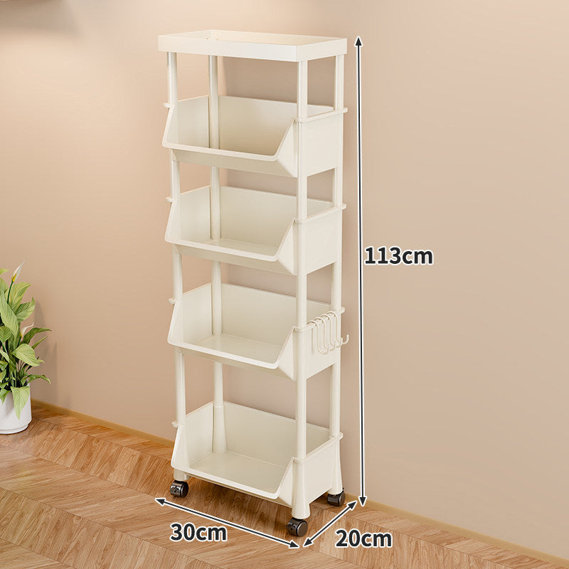 Compact Two-Tier Rolling Storage Cart with Side Hooks — product view 6