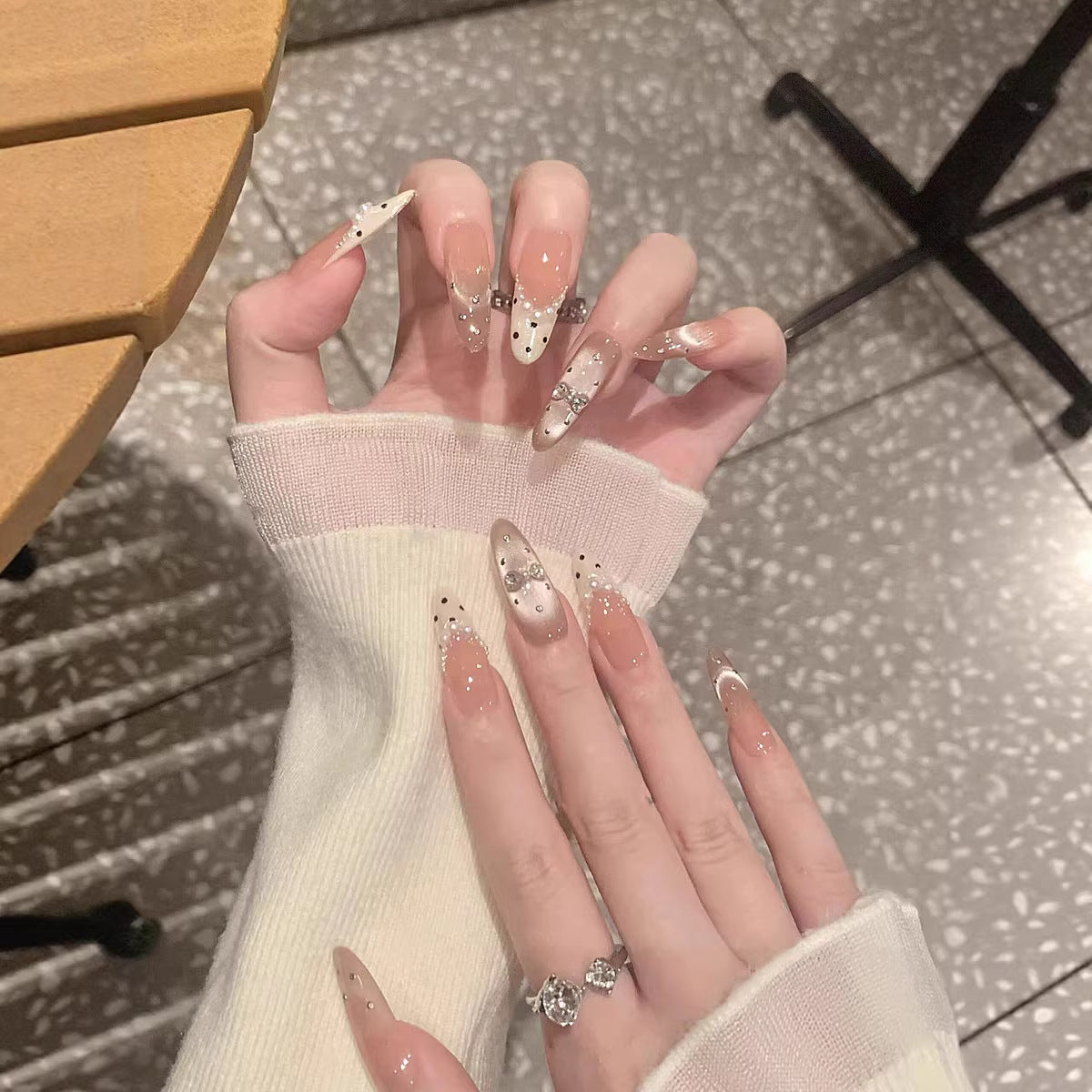 Crystal-Adorned Elegant Stiletto Nail Tips — product view 3