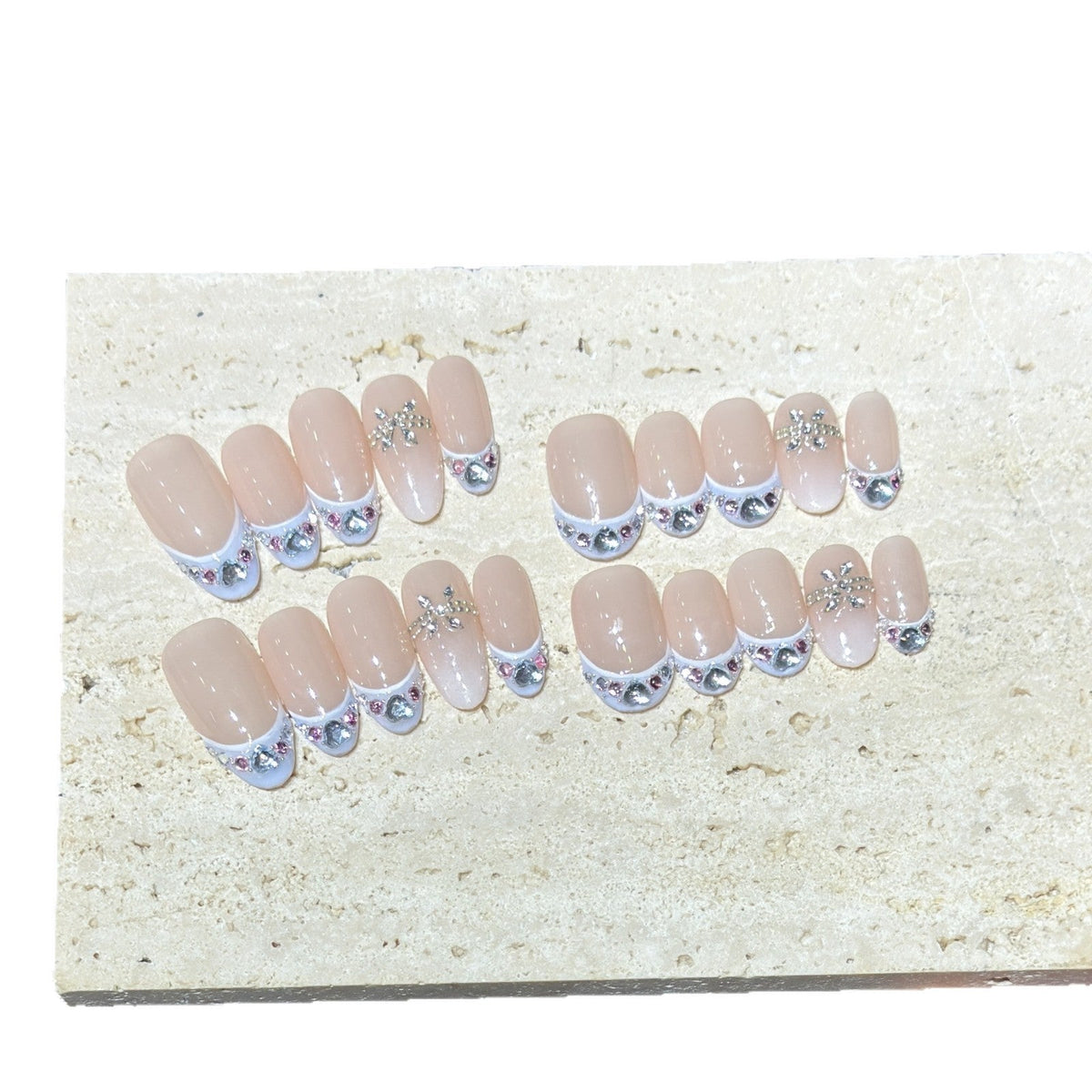Decorative Press-On Nail Set with Rhinestone Accents — product view 4