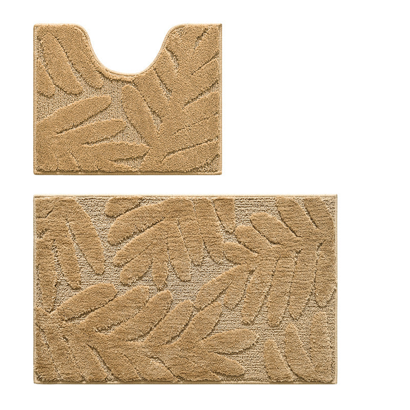 Elegant Leaf Pattern Bath Rug Set Bowlift — product view 1