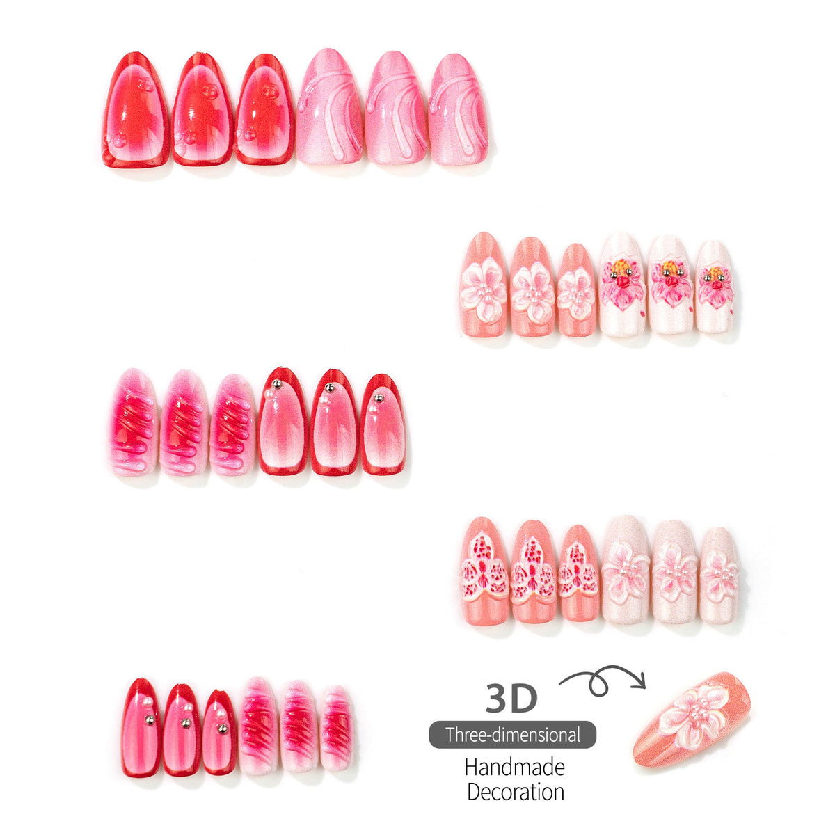 Artistic Floral Pattern Press-On Nails — product view 3