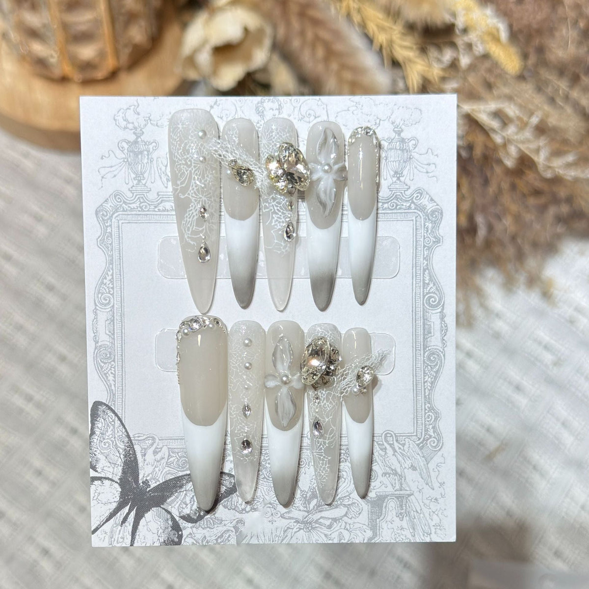 Elegant Stiletto Press-On Nail Set with Embellishments — product view 1