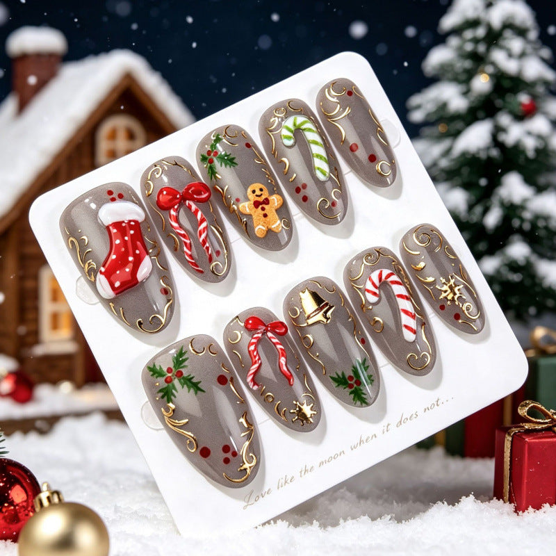 Festive Holiday-Themed Press-On Nail Set — product view 2