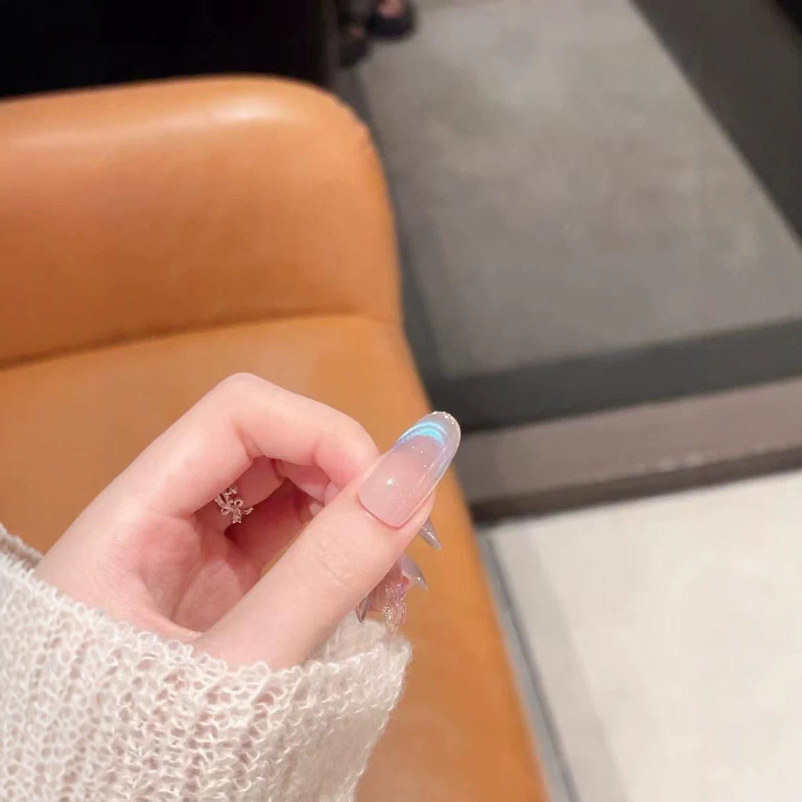Elegant Ombre Nail Extensions with Crystal Accents — product view 3