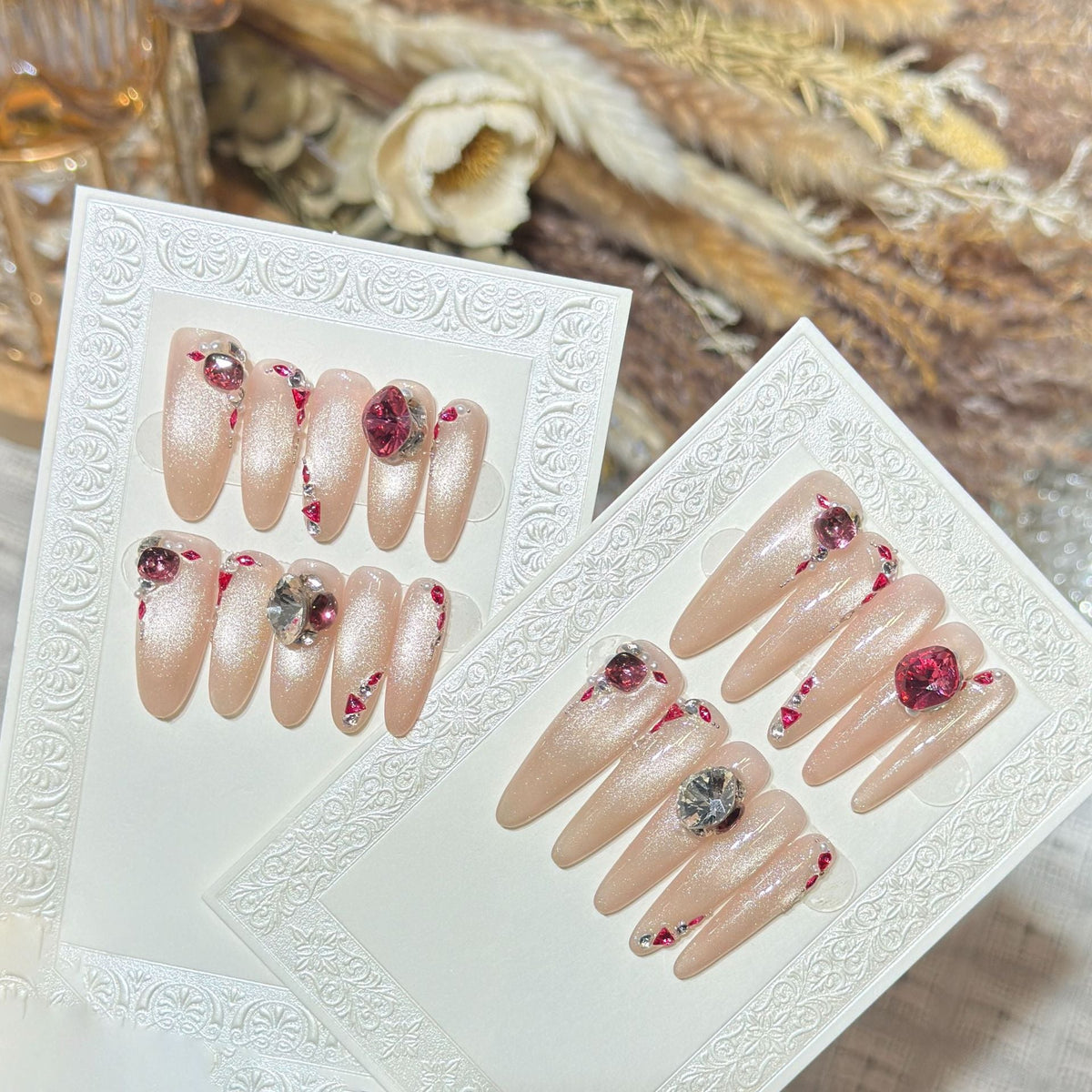 Glamorous Press-On Nail Set with Rhinestone Accents — product view 3