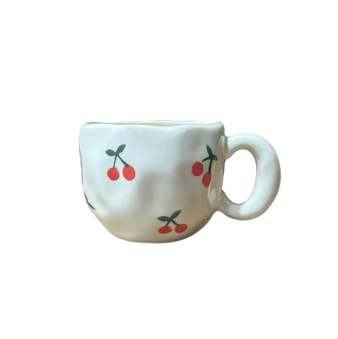 Ceramic mug with hand-painted tulip pattern and organic shape — product view 7