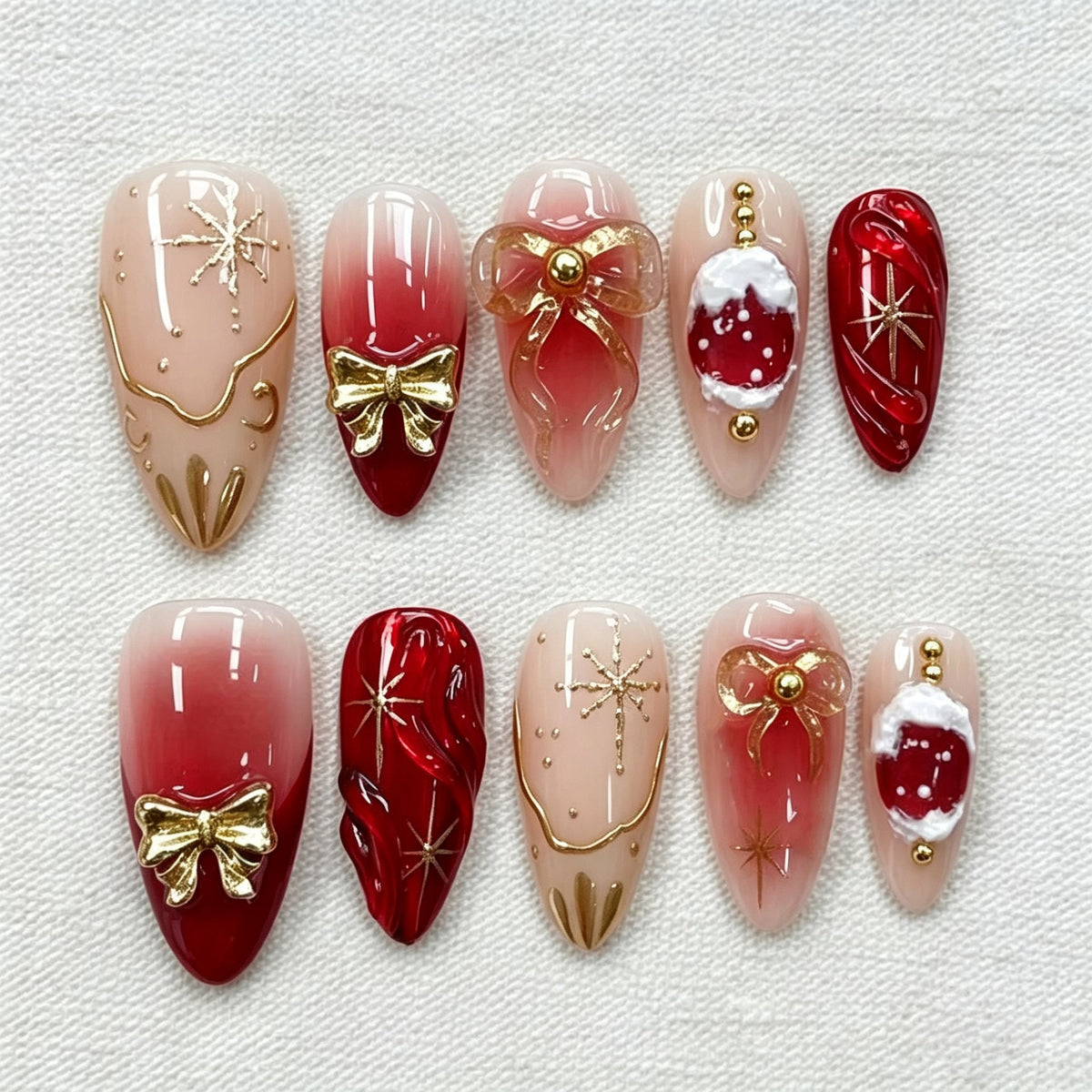 Festive Holiday-Themed Press-On Nail Art Set — product view 1