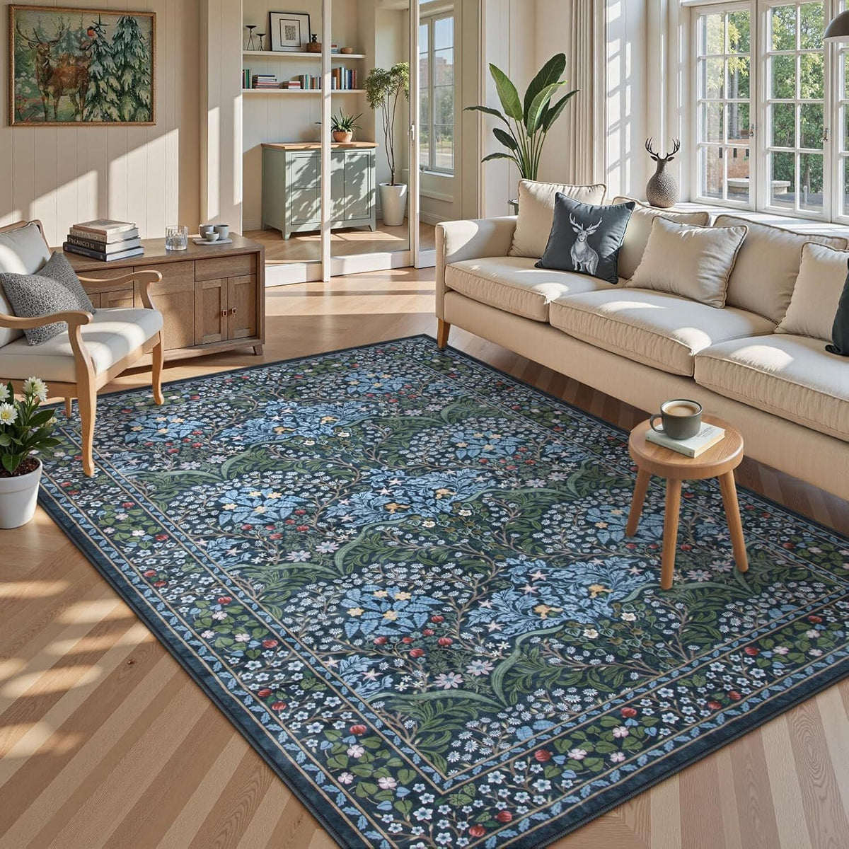 Floral Pattern Area Rug Bowlift — product view 2