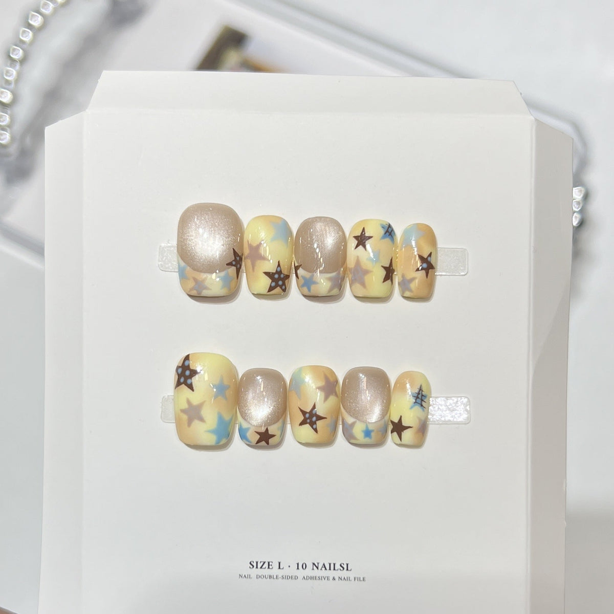 Artistic Star-Patterned Press-On Nails — product view 1