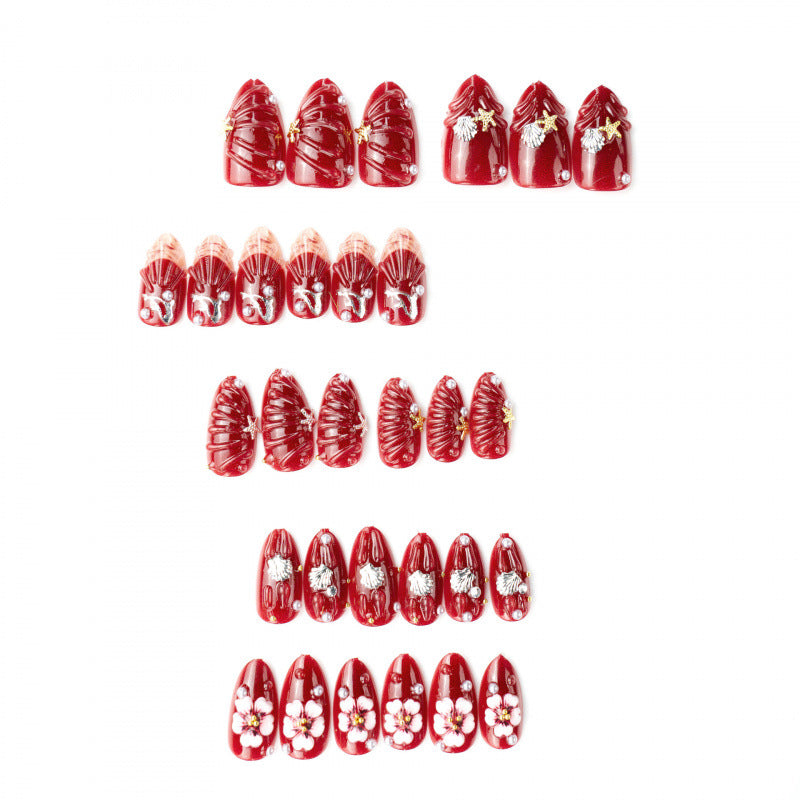 Elegant Nail Art Set with Floral and Shell Accents — product view 3