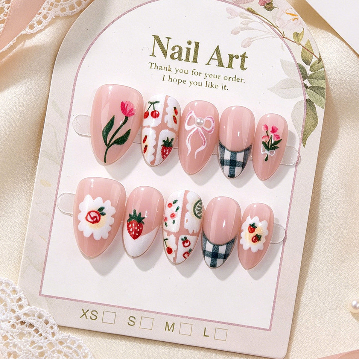 Artistic Floral Acrylic Nail Set — product view 2